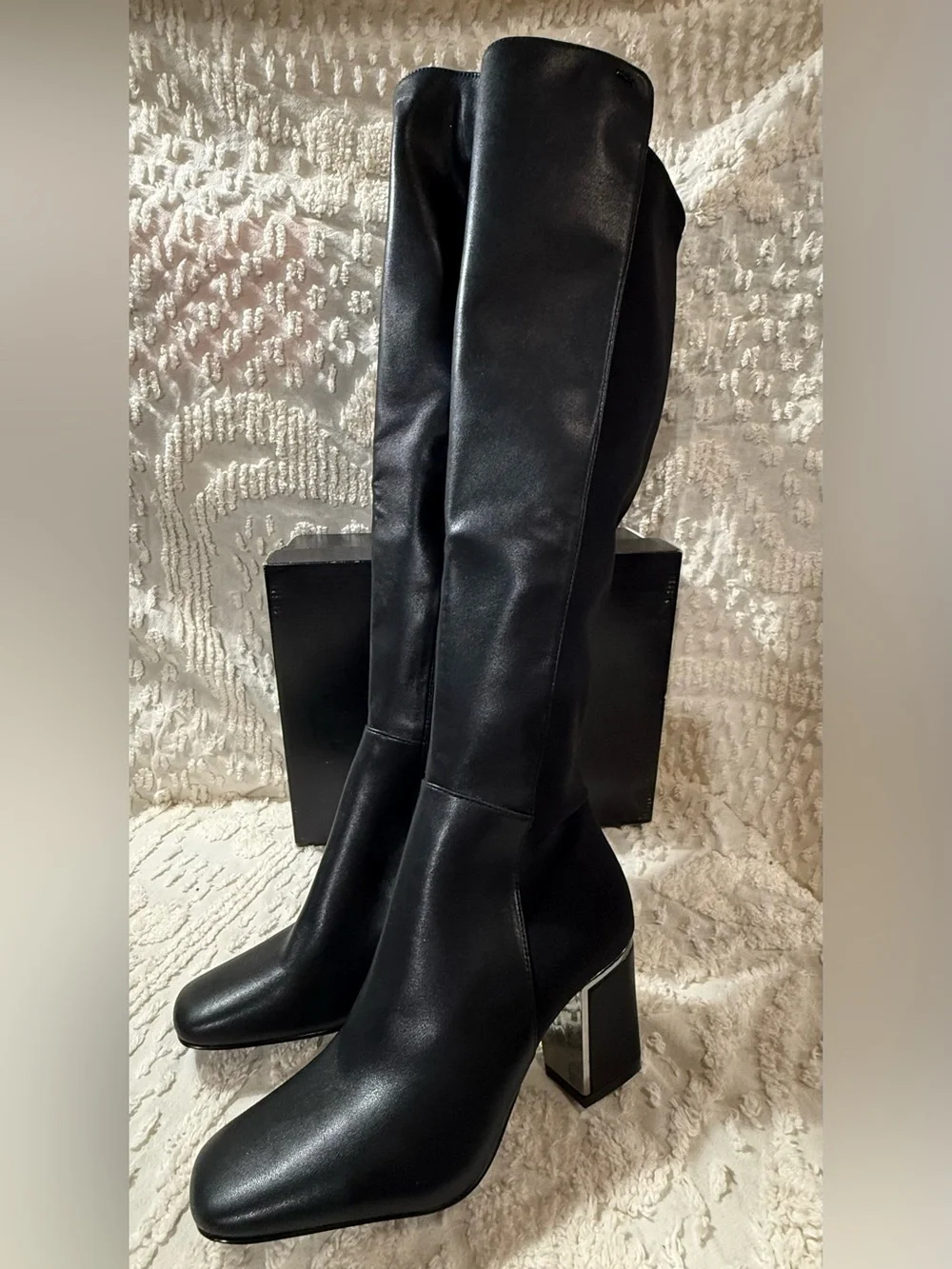 DKNY Black Knee High Block Heel Boots #711
